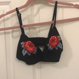VS PINK rose embroidered bralette